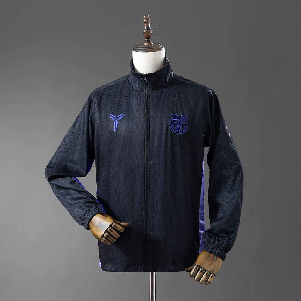 Jaqueta Barcelona 2025 Masculina Track Top Preta-Azul